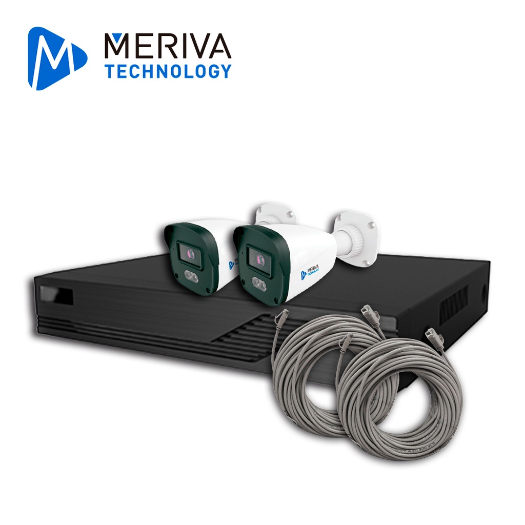 [MKIP2MP-2B-4P] KIT DE VIDEOVIGILANCIA IP MERIVA TECHNOLOGY MKIP2MP-2B-4P 2 CÁMARAS BULLET IP MOB-203D DE 2MP LUZ DUAL CON MICROFONO INTEGRADO MIA 2.0 VIDEO ESTRUCTURADO - NVR MNVR-1744-4P CON POE INTEGRADO 4 CANALES / MIA 2.0 / LPR / ALMACENAMIENTO HASTA 10TB - 2 PATCH CORD CAT6 **NO INCLUYE HDD**SIN CAJA**