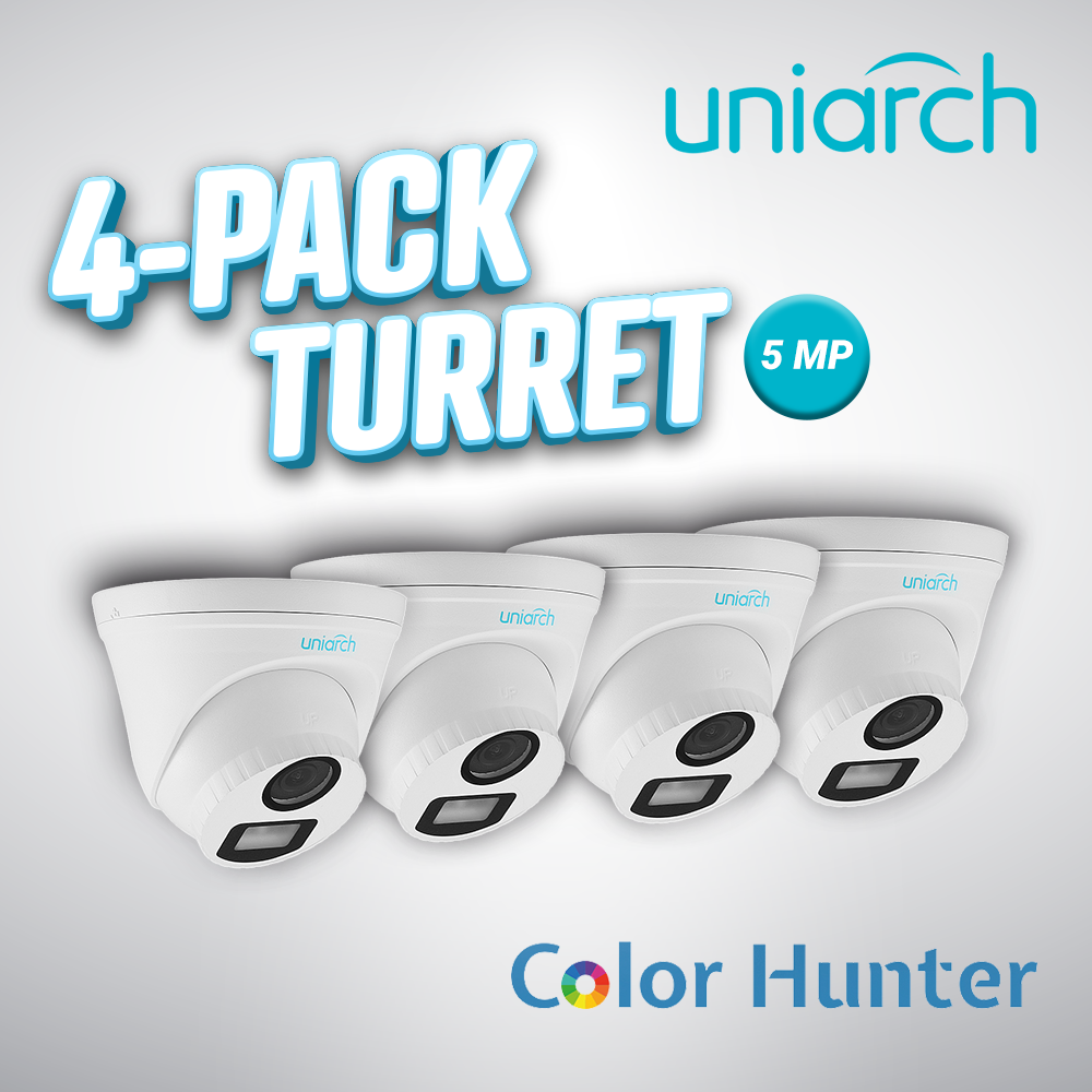 [4 x UAC-T115-F28-W / UAC-T115-F28-W-H] 4-PACK TURRET 5MP COLORHUNTER