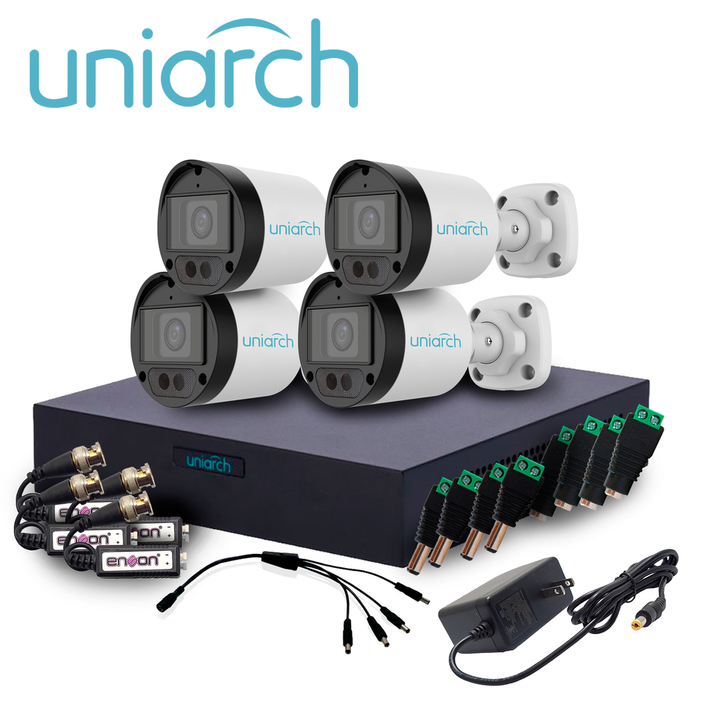 [KIT 4X4 HD 2MP MIC INCLUIDO] KIT 4X4 HD UNIARCH KIT 4X4 HD 2MP MIC INCLUIDO / 4CAMARAS-BULLET-UAC-B122-AF28LM-H / 2MP / XVR-104F-4CH-ANALOGICOS-2CH-IP / 4TRANSCEPTORES-ENS-VT100 / 4CONECTORES-DE- CORRIENTE-ENS-FC01-HEMBRA / 4CONECTOR DE CORRIENTE ENS-MC01-MACHO / 1FUENTE DE PODER-PS-1215 / 1DISTRIBUIDOR-ENERGIA-4SALIDAS
