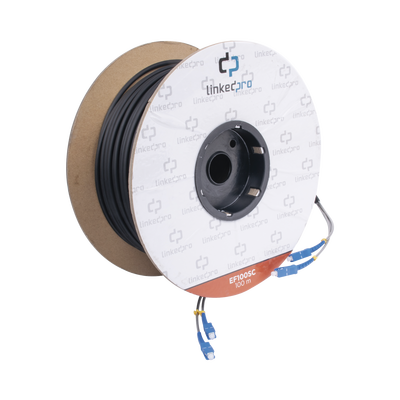 [EF-100-SC] Carrete de Fibra Óptica Monomodo con Conectores SC-SC Duplex, Reforzada con Kevlar, de 100 Metros (328.08 Pies)