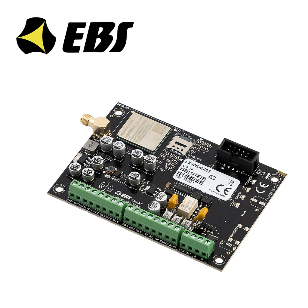 COMUNICADOR UNIVERSAL CON RESPALDO DE LINEA TELEFONICA PARA PANELES DE ALARMA EN FORMATO CONTACT ID O SIA. MARCA EBS, MODELO LX30B, 8 PUERTOS PARA USAR COMO ENTRADAS O SALIDAS OPERA DESDE 2G A 4G. CON BUS DE DATOS COMPATIBLE CON DSC, PARADOX Y RESIDEO. INCLUYE APP MOVIL SIN COSTO.