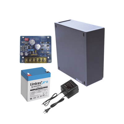 [KIT16B2LK5] Kit con fuente PLB2 con salida de 12 Vcc a 1.5 Amper, incluye transformador y batería de 12 V a 5.5 Amper