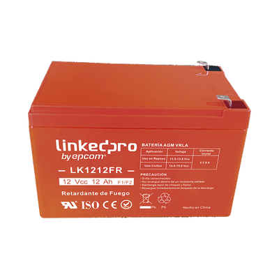 [LK1212FR] Batería de respaldo 12 V | 12 Ah | AGM | Certificada UL94-V0 Retardante a la Flama | Especial para Seguridad Electrónica | UPS | Sistemas de Emergencia | Vida útil 5 años | Terminales F1 + Adaptador F2