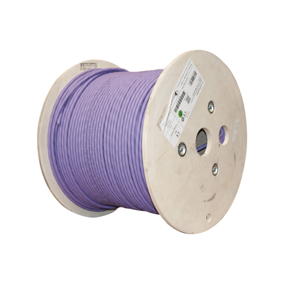 [9T7L4-E10] Bobina de Cable Blindado S/FTP de 4 Pares, Cat7A, Inmune a Ruido e Interferencias, LS0H (Bajo Humo, Cero Halógenos), Color Violeta, 305 Metros (1000 Pies)