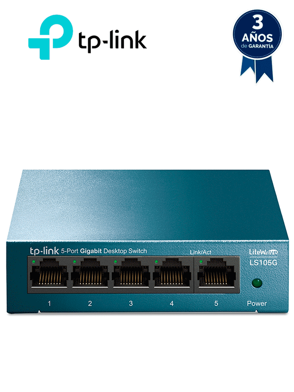 [LS105G] TP-LINK LS105G - Switch de escritorio Gigabit de 5 puertos 10/100/1000Mbps y carcasa metálica.