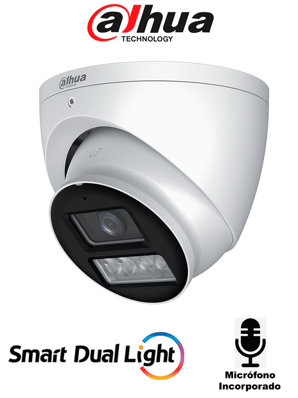 [DH-HAC-HDW1239TN-IL-A] DAHUA HAC-HDW1239TN-IL-A-S3 - Camara Domo de 2 Megapixeles/ Iluminador Dual Inteligente+Full Color/ Lente de 2.8 mm/ 107 Grados/ Microfono Integrado/ WDR Real de 130 dB/ 40 Metros de Iluminación IR y Visible/ IP67/