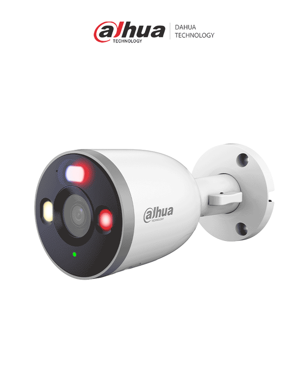 DAHUA DH-F3D-PV - Cámara IP Bullet WiFi de 3 Megapixeles full color + iluminador dual inteligente/ Alarma de luz y sonido/ Detección de humanos y vehículos/ Audio de dos vías/ 30m de IR y luz visible/ IP67/