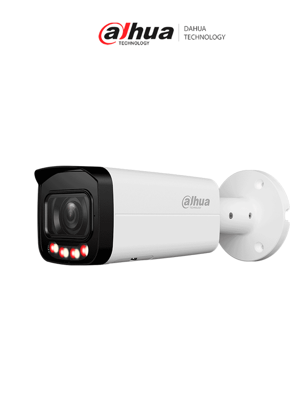 [DH-IPC-HFW2449T-ZAS-IL] DAHUA DH-IPC-HFW2449T-ZAS-IL- Cámara IP Bullet de 4 MP/ Iluminador Dual/WizSense/ Lente Motorizado de 2.7 a 13.5mm/ IR y LED 60 Metros/ H.265+/ WDR Real/ Protección Perimetral/ Micrófono/ IP67/PoE/ SMD Plus/Ranura para MicroSD/E&S Alarma y Audio/
