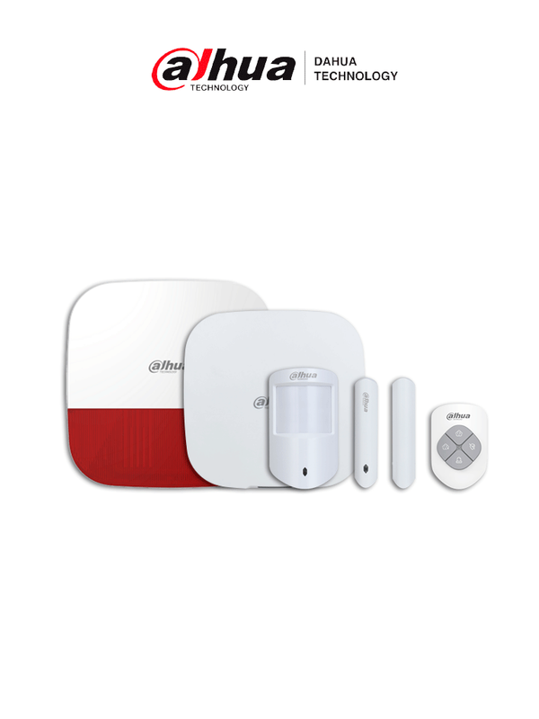 [PAQUETE RESIDENCIAL] DAHUA PAQUETE RESIDENCIAL - Paquete de intrusión, Incluye: KIT ART-ARC3000H-03-W2 + sirena para exterior inalámbrica (roja), App DMSS, Frecuencia 433 MHz, Tecnología: AirShield