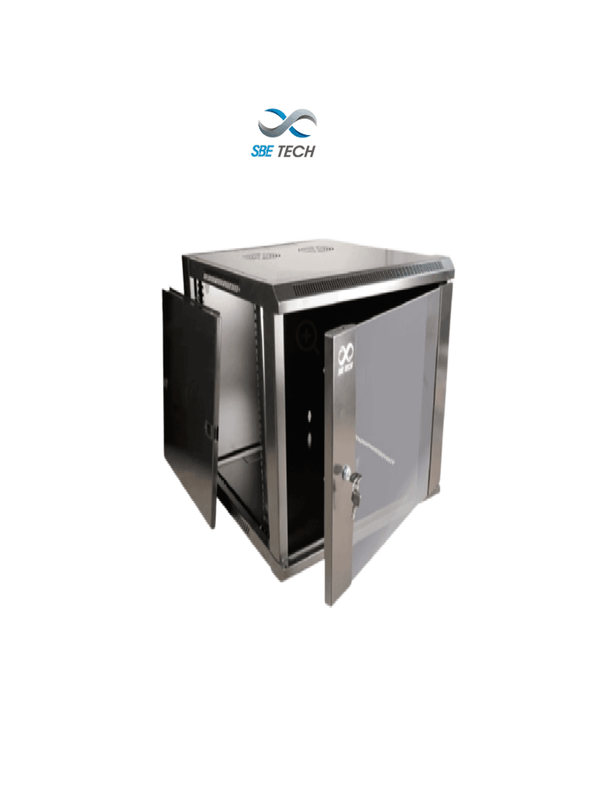 SBE TECH SBE-GNLPAR15URP- Gabinete de pared 15 UR, con capacidad de carga de 30 Kg, 60x60x69.8 cm, con puerta delantera de cristal templado