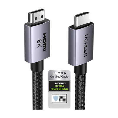 [25911] Cable HDMI 2.1 de 8K@60Hz | 3 metros | 48Gbps | HDR10+ | 3D Inversivo| eARC | Dolby ATMOS | VVR | QMS | QFT | ALLM | 3 modos de Visualización | Certificado HDMI 8K | Niquelado | Nylon Trenzado | Carcasa de Aluminio.