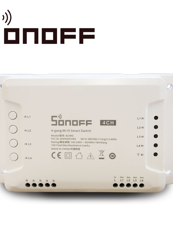Interruptor On/off Sonoff 4ch R3 Smart Inalambrico Wifi Para Solucion De Smart Home Con Temporizador Y Montaje Din Rail Para Ios Y Android Compatible Con Alexa/google Home/nest/ifttt 4ch Wifi 2.4ghz Hasta 10amp Por Canal, 16amp Totales