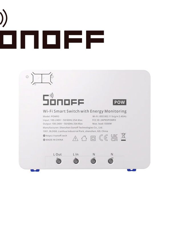 Interruptor Inteligente On/off De Potencia Sonoff Powr3 / 1ch On/off / Monitoreo Y Control De Consumo Electrico / Wifi 2.4ghz / Color Blanco / Compatible Con Alexa/google Home/ifttt / App Ios Y Android / Hasta 25amp
