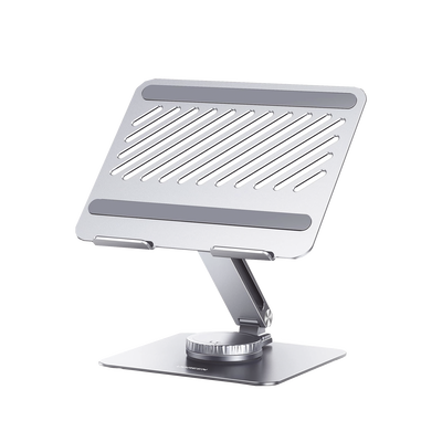 Soporte Giratorio de Aluminio para Laptop | Giratorio 360° | Función de Bloqueo | Soporta Laptops de 10 a 17.3| Capacidad de Carga 5Kg | Excelente Estabilidad | Diseño Ergonómico | Altura y Angulo Ajustable | Plegable y Port&amp