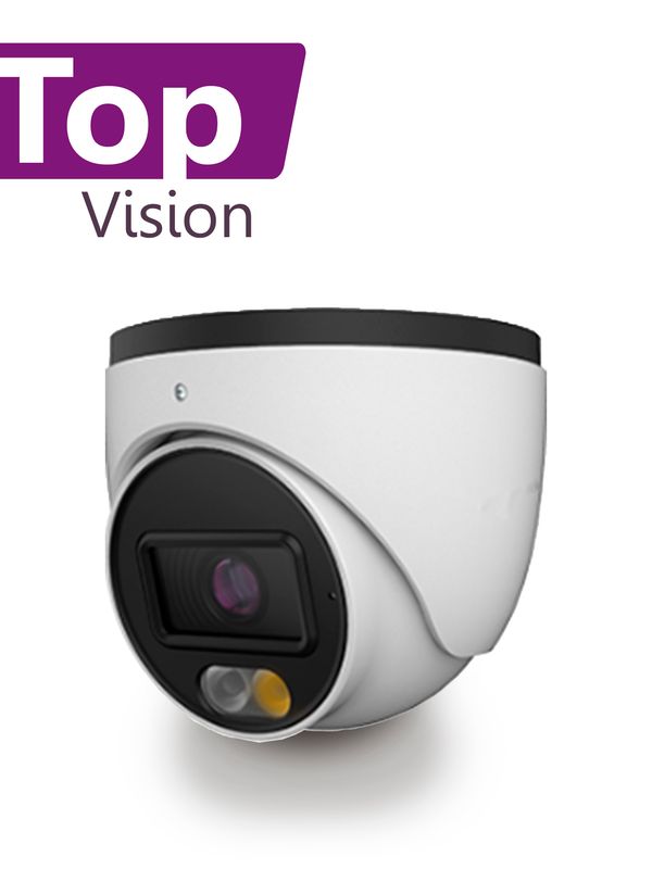 [TDDL500A] Camara Hd Turret Topvision Tddl500a / 5mp / Ahd/tvi/cvi/sd / 2.8mm /30m Ir - 20m Luz Calida Luz Dual / Microfono Integrado / Ip67 / Coc / Carcasa Metal - Plastica / 12vcd / Imagen A Color 24x7 Audio Por Coaxial O Utp