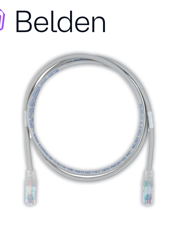 [C6D1108002] Patch Cord Diametro Reducido Utp Cat6+ Belden C6d1108002 / Interior / Gris / 4 Pares / 28 Awg / Forro Pvc / Cmr / 2 Pies 0.6 Metros
