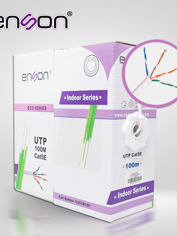 Cable Utp Cat5e Enson 12251w100 Serie Eco Cal 24awg Cca Bobina 100mts  Pvc Color Blanco Uso Interior