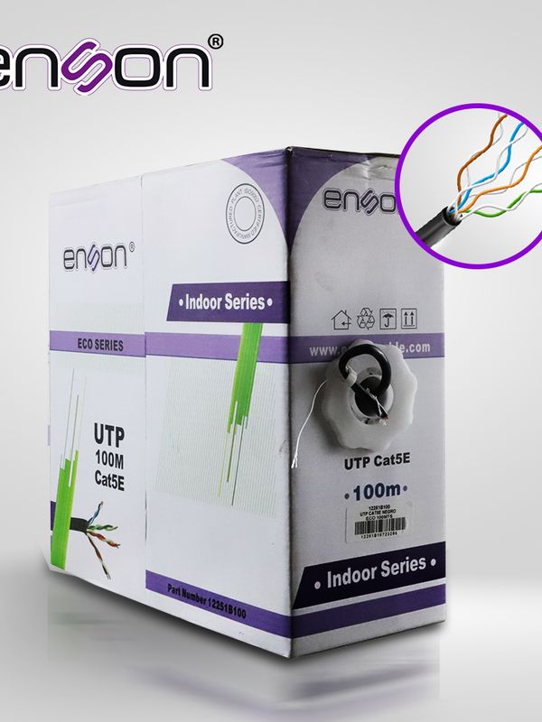 [12251B100] Cable Utp Cat5e Enson 12251b100 Serie Eco Cal. 24awg Cca Bobina De 100mts  Pvc Negro Uso Interior