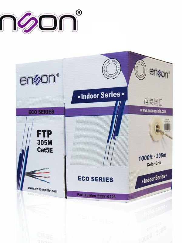 [CB02BENS04] CABLE FTP CAT5E ENSON MODELO FTP 22251G305 SERIE ECO BLINDADO CALIBE 24 AWG CCA BOBINA DE 305 METROS FORRO PVC COLOR GRIS USO INTERIOR RECOMENDADO PARA TRANSMISION DE DATOS BASE 10,100