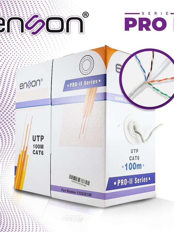 [CB02BENS12] CABLE UTP CAT6 ENSON 12263G100 SERIE PRO-II CALIBE 23 AWG 100% COBRE DE ALTO RENDIMIENTO BOBINA DE 100 METROS FORRO PVC COLOR GRIS USO INTERIOR RECOMENDADO PARA CCTV, VIDEO IP Y REDES BASE 10,100,1000