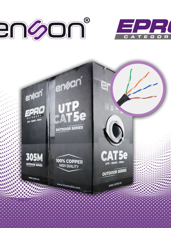 [CB02BENS32] CABLE UTP CAT5E ENSON EPRO-CAT5E-OU FORRO PE 4 PARES CALIBRE 24 AWG 100% COBRE USO EXTERIOR BOBINA 1000 PIES 305 METROS
