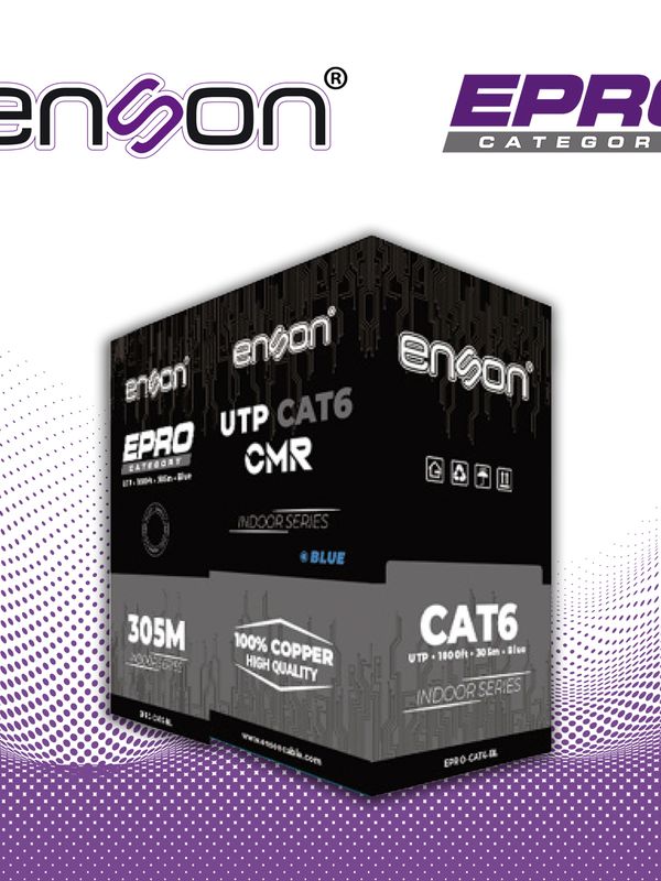 Cable Utp Cat6 Azul Enson Epro-cat6-bl Crm / Forro Pvc / 4 Pares / Calibre 23 Awg / 100% Cobre / Uso Interior / Color Azul / Bobina 1000 Pies / 305 Metros / Certificacion Ul