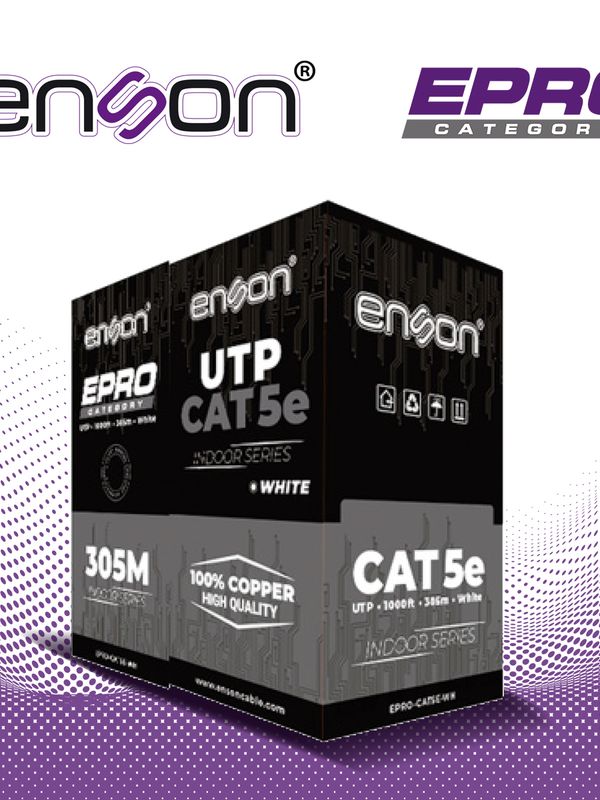 [CB02BENS48] CABLE UTP CAT5E BLANCO ENSON EPRO-CAT5E-WH / FORRO PVC CM / 4 PARES / CALIBRE 24 AWG / 100% COBRE / USO INTERIOR / BOBINA 1000 PIES / 305 METROS / CERTIFICACION UL