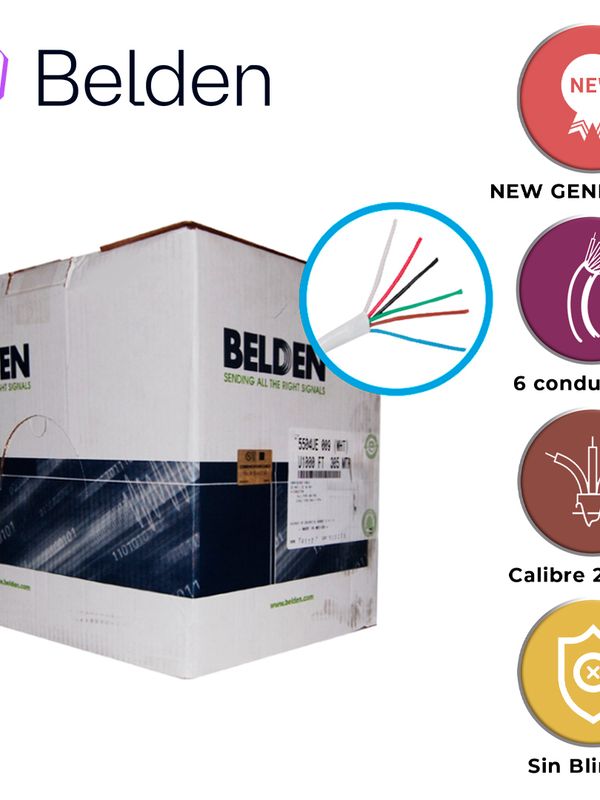 [CB04BBEL04] CABLE DE SEGURIDAD Y SONIDO BELDEN 5504UE 009U1000 / INTERIOR / BLANCO / 6 CONDUCTORES / 22 AWG / MULTIFILAR / FORRO PVC / CMR / EN CAJA / 1,000 PIES 305 METROS
