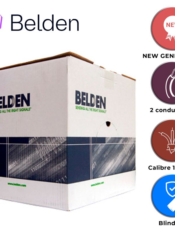 [CB04BBEL12] CABLE DE ALARMA CONTRA INCENDIOS BELDEN 5320FL 002U1000 / INTERIOR / ROJO / 2 CONDUCTORES / 18 AWG / SOLIDO / FORRO PVC / CMR - FPLR / BLINDADO / EN CAJA / 1,000 PIES 305 METROS