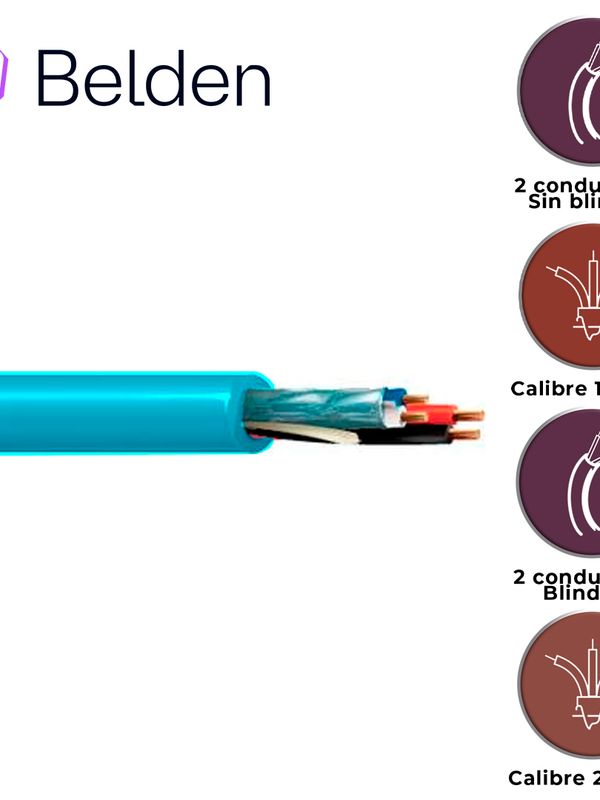 [CB04BBEL29] CABLE DE ILUMINACION Y AUTOMATIZACION BELDEN 1392A G751000 / INTERIOR / AQUA / 2 CONDUCTORES 18 AWG (ALIMENTACION) NO BLINDADO + 2 CONDUCTORES 22 AWG (DATOS) BLINDADO / FORRO PVC / CMR / BOBINA / 1,000 PIES 305 METROS