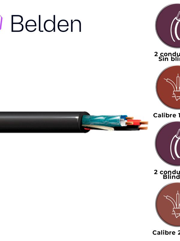 [CB04BBEL32] CABLE DE ILUMINACION Y AUTOMATIZACION BELDEN 1392A 0101000 / INTERIOR / NEGRO / 2 CONDUCTORES 18 AWG (ALIMENTACION) NO BLINDADO + 2 CONDUCTORES 22 AWG (DATOS) BLINDADO / FORRO PVC / CMR / BOBINA / 1,000 PIES 305 METROS