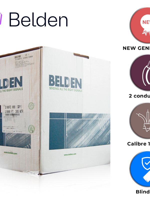 [CB05BBEL14] CABLE DE AUDIO COMERCIAL Y SEGURIDAD BELDEN 5100FE 008U1000 / INTERIOR / GRIS / 2 CONDUCTORES / MULTIFILAR / 14 AWG / FORRO PVC / CMR - CL3R - FPLR / BLINDADO / EN CAJA / 1,000 PIES 305 METROS