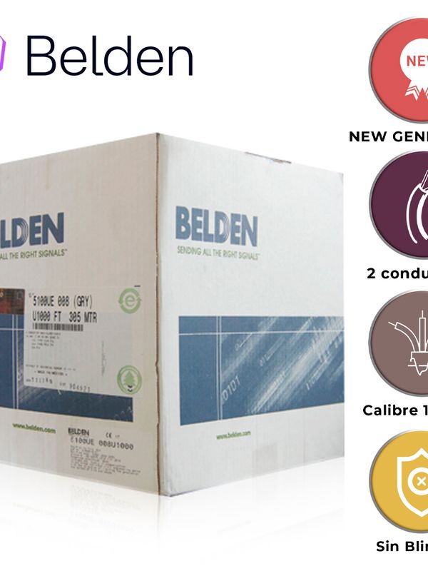 [CB05BBEL16] CABLE DE SEGURIDAD Y SONIDO BELDEN 5100UE 008U1000 / INTERIOR / GRIS / 2 CONDUCTORES / 14 AWG / MULTIFILAR / FORRO PVC / CMR - CL3R - FPLR / EN CAJA / 1,000 PIES 305 METROS