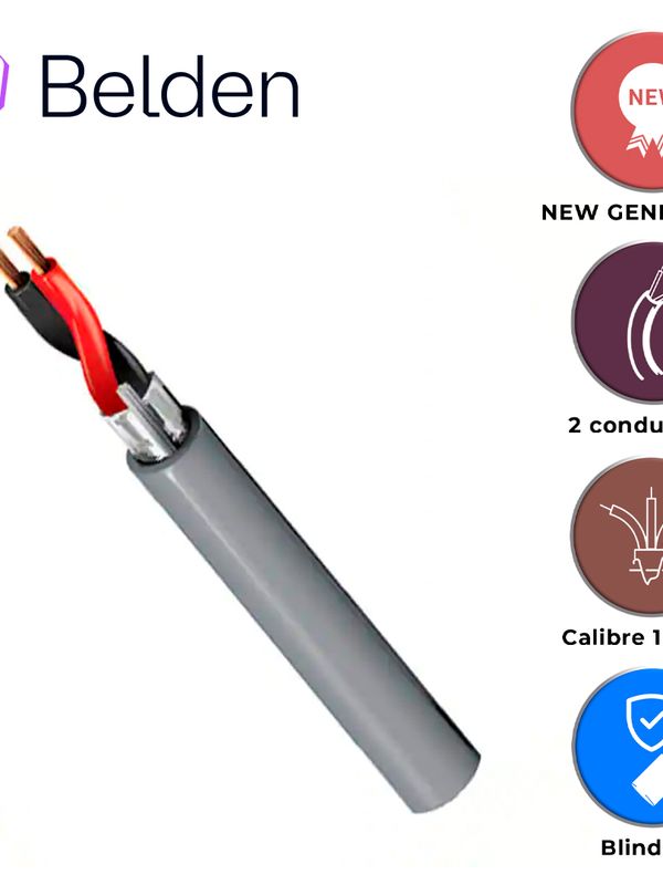 [CB05BBEL46] CABLE DE AUDIO COMERCIAL Y SEGURIDAD BELDEN 5200FE 0081000 / INTERIOR / GRIS / 2 CONDUCTORES / 16 AWG / MULTIFILAR / FORRO PVC / CMR / BOBINA / 1,000 PIES 305 METROS