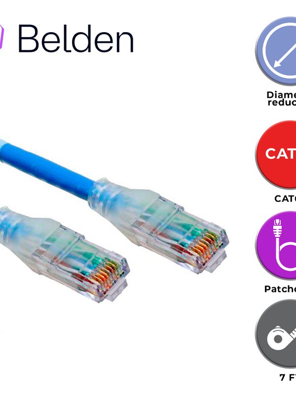 [C6D1106007] Patch Cord Diametro Reducido Utp Cat6+ Belden C6d1106007 / Interior / Azul / 4 Pares / 28 Awg / Forro Pvc / Cmr / 7 Pies 2.1 Metros