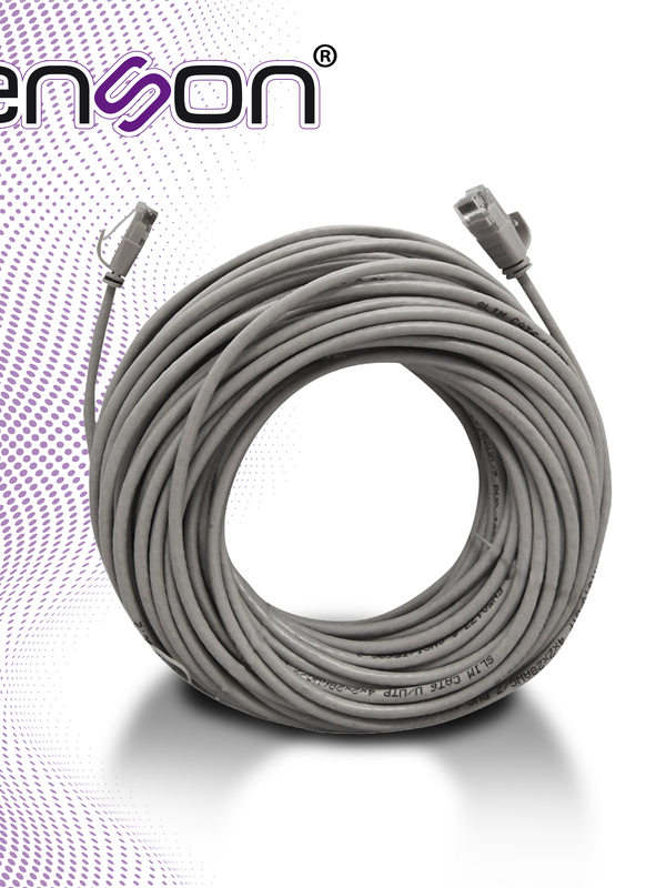 Cable Prearmado Enson Ens-ip18cat6 De 18mts Cat6 Con Conectores Rj45 Tipo Macho A Cada Extremo Color Gris Para Sistemas Basicos De Video Ip Y Redes
