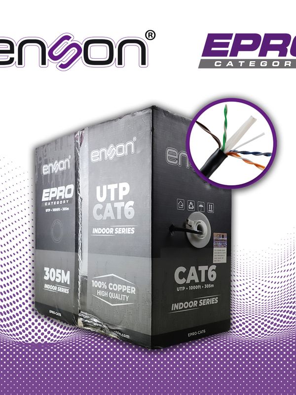 [EPRO-CAT6] Cable Utp Cat6 Enson Epro-cat6 Forro Pvc 4 Pares Calibre 23 Awg 100% Cobre Uso Interior Bobina 1000 Pies 305 Metros **certificacion Ul**
