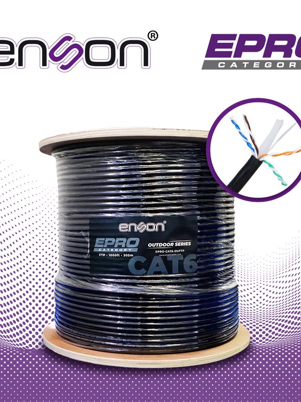 Cable Ftp Cat6 Enson Epro-cat6-ouftp Forro Pe Blindado 4 Pares Calibre 23 Awg 100% Cobre Uso Exterior Bobina 1000 Pies 305 Metros