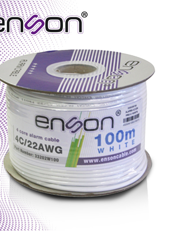 Cable De Alarma Enson 33202w100 Serie Pro-ii Multifilar  4c/22 Awg Bobina De 100 Metros Forro Pvc Color Blanco Para Uso Interior Diseñado Para Conexiones De Sistemas De Alarma