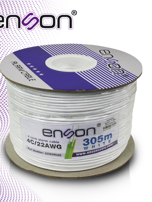 Cable De Alarma Enson 33202w305 Serie Pro-ii Multifilar  4c/22 Awg Bobina De 305 Metros Forro Pvc Color Blanco Para Uso Interior Diseñado Para Conexiones De Sistemas De Alarma