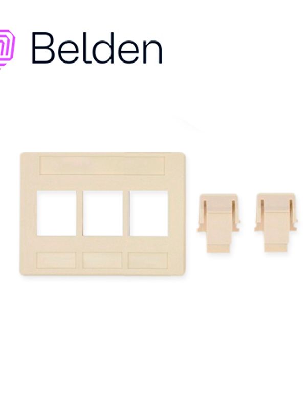 [CB09ABEL22] ADAPTADOR MODULAR KEYCONNECT BELDEN AX102291 3 PUERTOS COMPATIBLE CON JACKS CAT6A CAT6 CAT5E FIBRA Y COAXIAL COLOR BLANCO USO INTERIOR MATERIAL PLASTICO UL94V