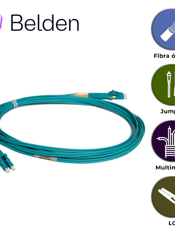 [FP3LDLD003M] Jumper De Fibra Optica Multimodo Belden Fp3ldld003m / Interior / Aqua / Om3 / Lc Duplex - Lc Duplex / 50/125 Micras / Ofnr / 3 Metros