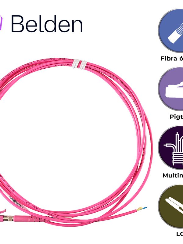 CONECTOR PIGTAIL MULTIMODOO BELDEN FT4LC2MMPS01 / OM4 / ERIKA VIOLETA / LC SIMPLEX / 2 METROS