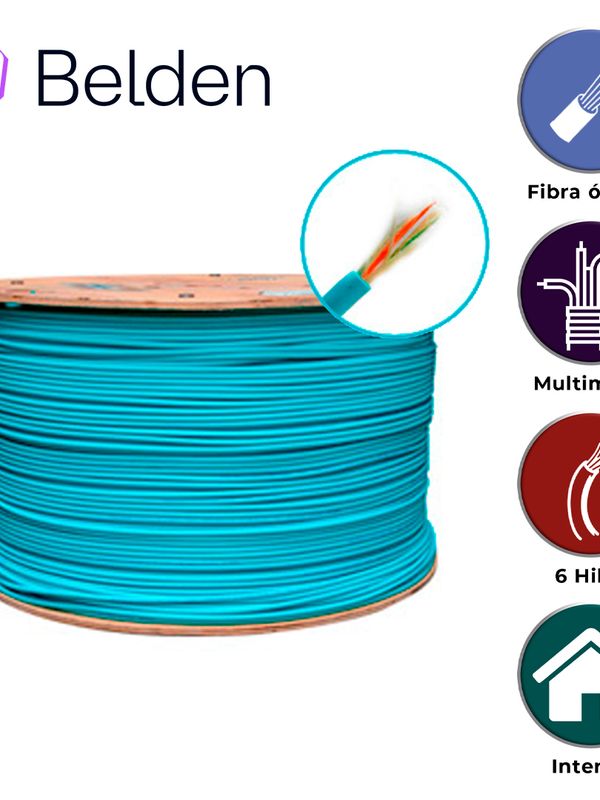 Fibra Optica Belden Fi3d006r9 / Interior / Aqua / Om3 / 6 Hilos / Forro Pvc / Ofnr / Bobina / 1,640 Pies 500 Metros
