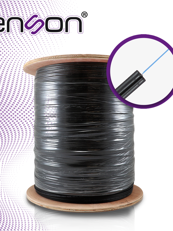 Carrete De Fibra Optica Enson Ens-df1cos2, Drop Monomodo Os2 De 1 Hilo (9/125 Micras), Interior/exterior, Dielectrica, Forro Negro, 1000 Metros (1 Km)