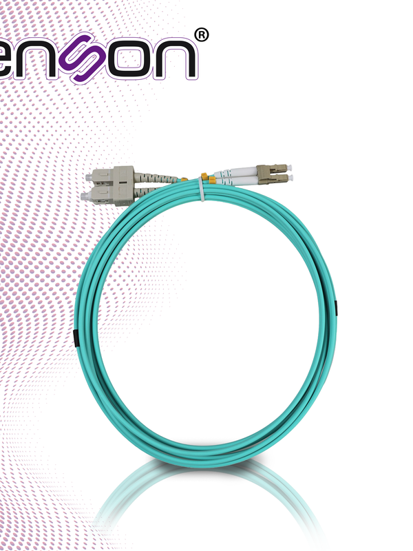 Jumper De Fibra Optica Enson Ens-jumplcsc Forro Pvc Color Aqua Tipo De Fibra Multimodo Om3 50/125 Micras Conectores Lc Duplex- Sc Duplex Longitud 3 Metros Uso Interior