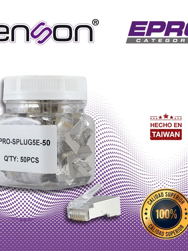 [EPRO-SPLUG5E-50] Plug Facil Ponchado Blindado Enson Epro-splug5e-50 Bote De 50 Pzs Para Cable Utp Cat5e Con Sistema De Paso De Cables Passtru Que Facilita El Ponchado De Cable Utp Ya Que Se Puede Identificar Errores De Manera Mas Facil, Requiere Uso De Pinzas Epro-plugtool