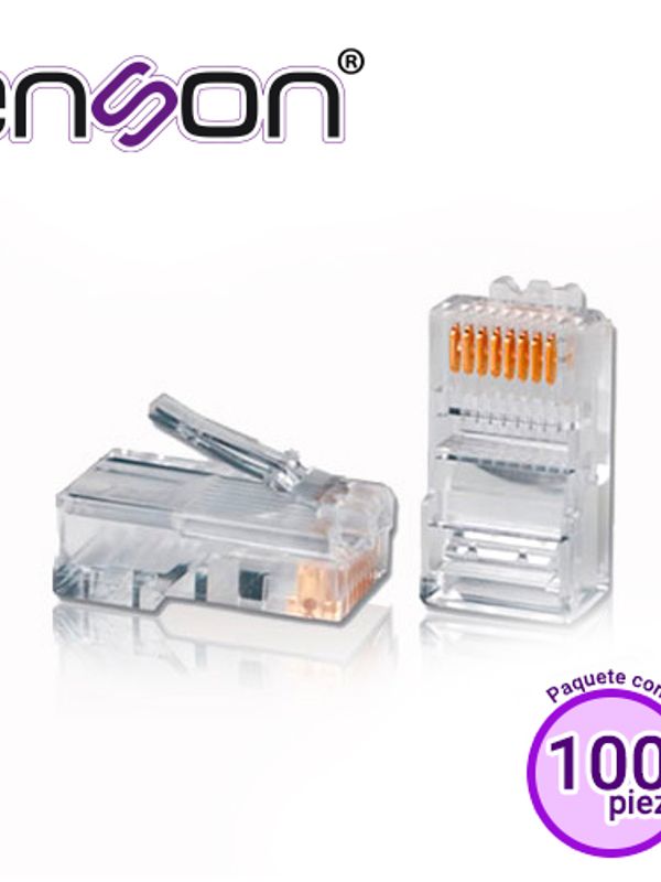 [ENS-PLCAT5E] Bolsa De 100 Conectores Rj-45 Cat5e Enson Ens-plcat5e 8 Pines De Cobre Velocidad De Hasta 100mbs