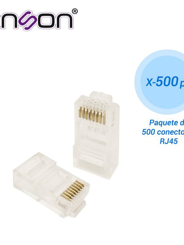 [PAQUETE  500x RJ45-CAT6] Paquete De 500 Conector Rj45 Para Cable Utp Cat6 Enson Rj45-cat6 De 8 Pines, Velocidad De Hasta 1000mbps