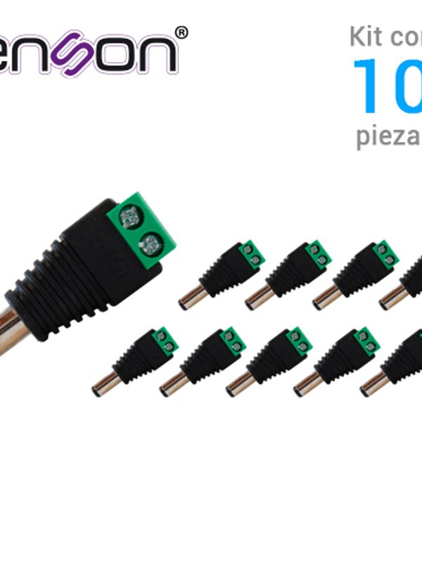 Kit 10 Conectores De Corriente Macho 10x Ens-mc01 Enson, Tipo Jack 3.5 Mm Para Alimentar Camaras Cctv O Realizar Empalme De Cableado, Con Bloque Polarizado(+/-) Para Atornillar Cable De Corriente O Utp, Medidas Del Conector 2.1 X 5.5 Mm
